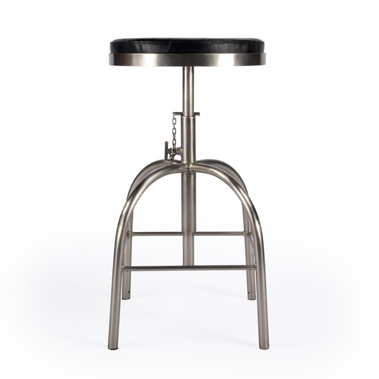 Clyde Minimalist Black Leather Adjustable Bar Stool