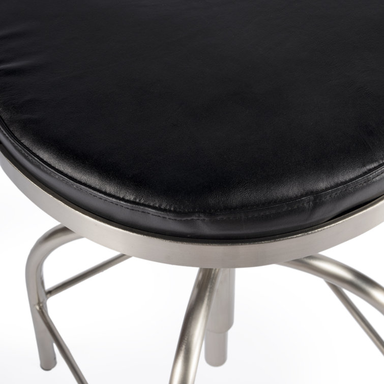 Clyde Minimalist Black Leather Adjustable Bar Stool