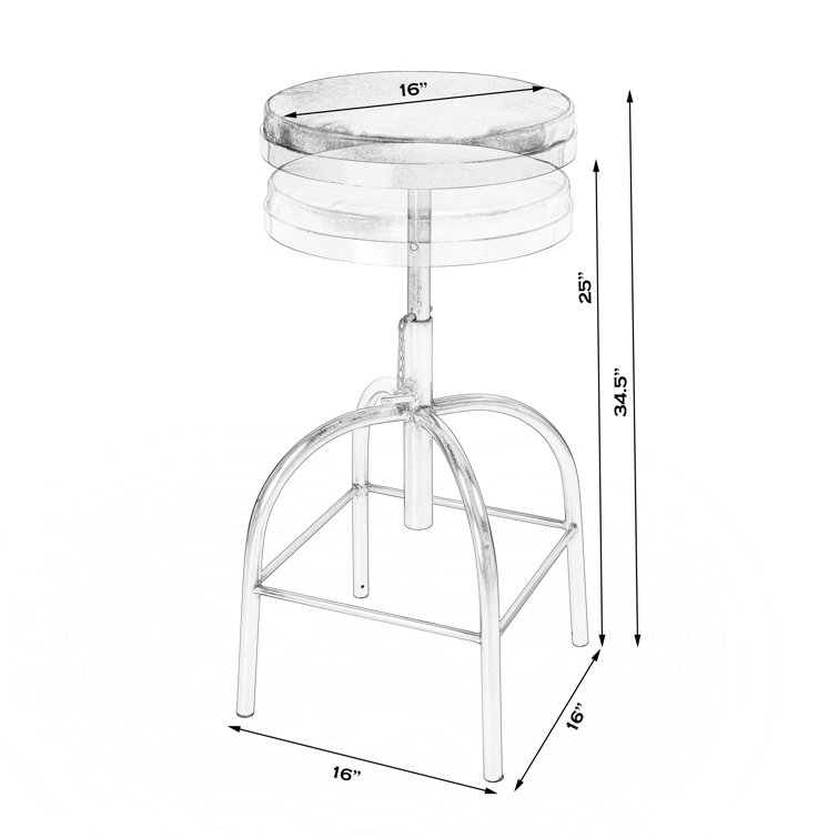 Clyde Minimalist Black Leather Adjustable Bar Stool