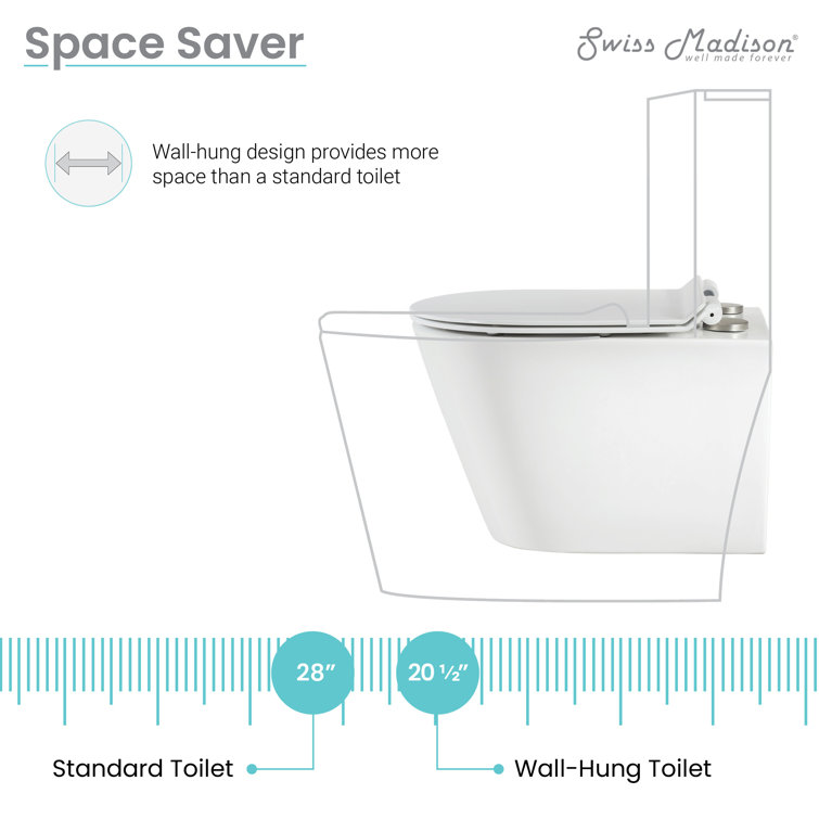 Glossy White Ceramic Wall-Hung Round Dual Flush Toilet