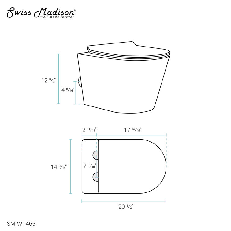 Glossy White Ceramic Wall-Hung Round Dual Flush Toilet