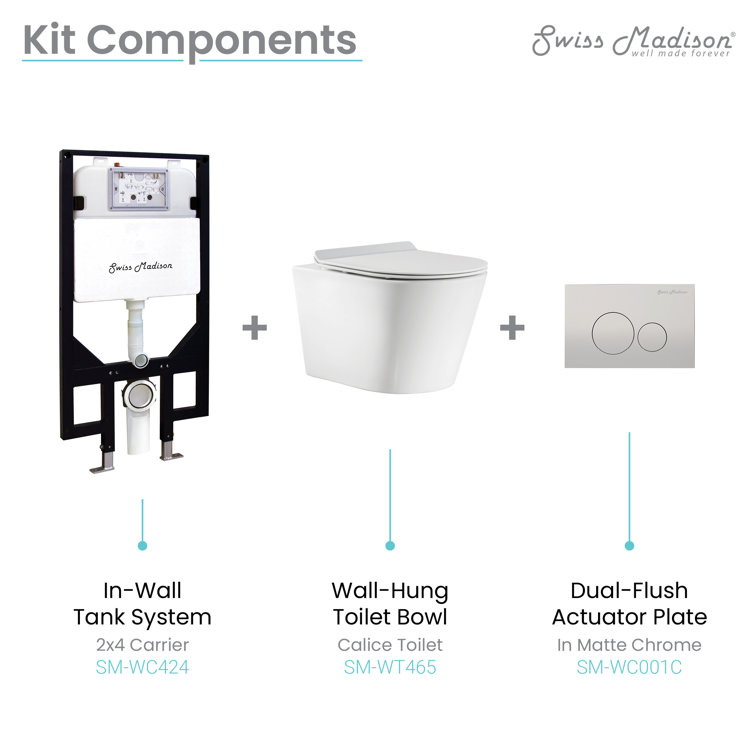 Glossy White Ceramic Wall-Hung Round Dual Flush Toilet