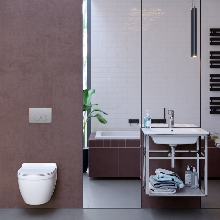 Glossy White Ceramic Wall Mounted Elongated Toilet