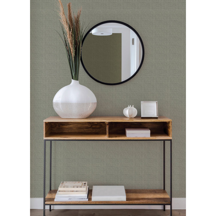 Grey Grasscloth Non-Pasted Geometric Wallpaper Roll