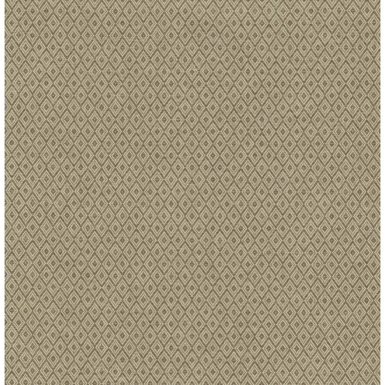 Beige and Brown Grasscloth Geometric Wallpaper Roll