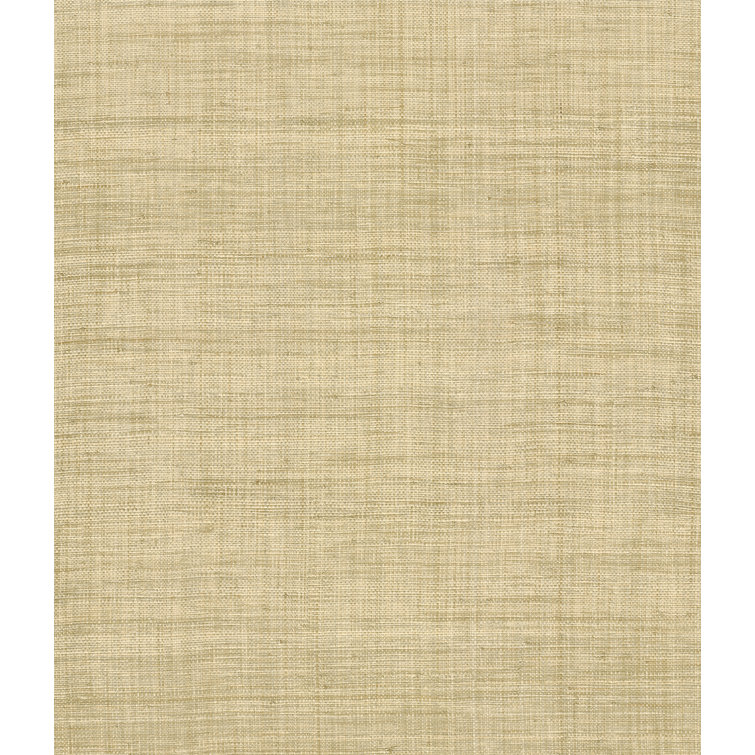 Wheat and Dark Brown Grasscloth Non-Pasted Wallpaper