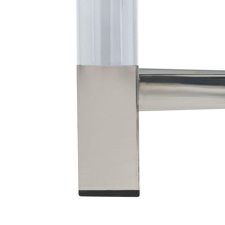 Shawna 28'' Silver Acrylic Square End Table with Glass Top