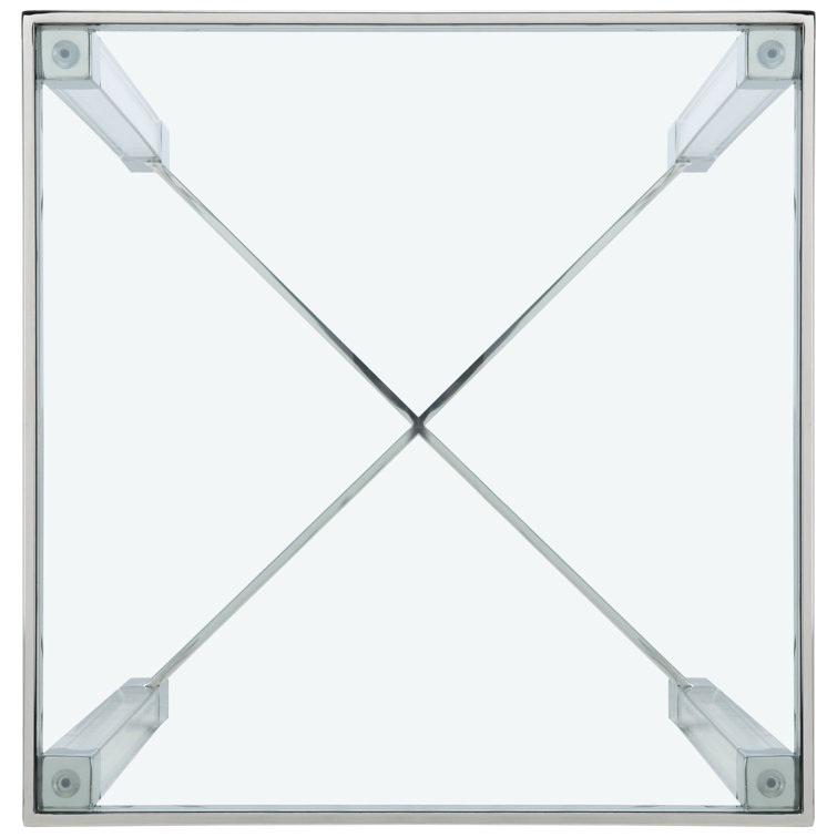 Shawna 28'' Silver Acrylic Square End Table with Glass Top
