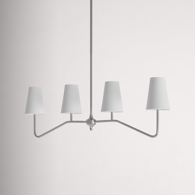 Brushed Nickel 4-Light Kitchen Island Pendant with White Shades