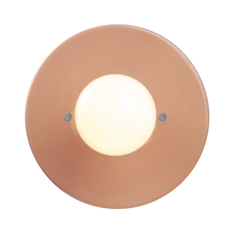 Gloss Blush Ceramic Globe Sconce with Ambient Light