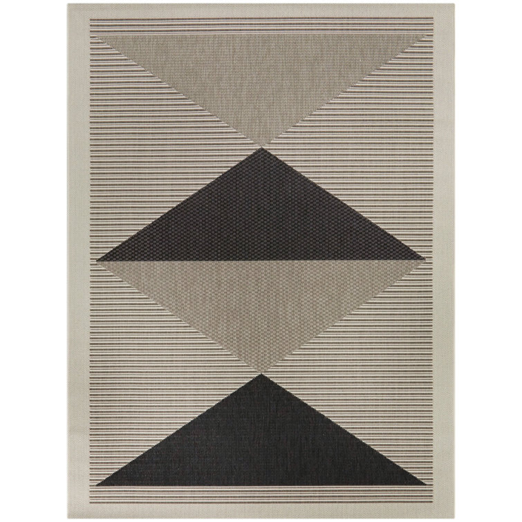 Charcoal Braided Geometric Rectangular Synthetic Rug 7'10" x 10'
