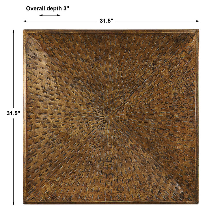 Antiqued Iron Square Wall Sculpture with Pierced Accents