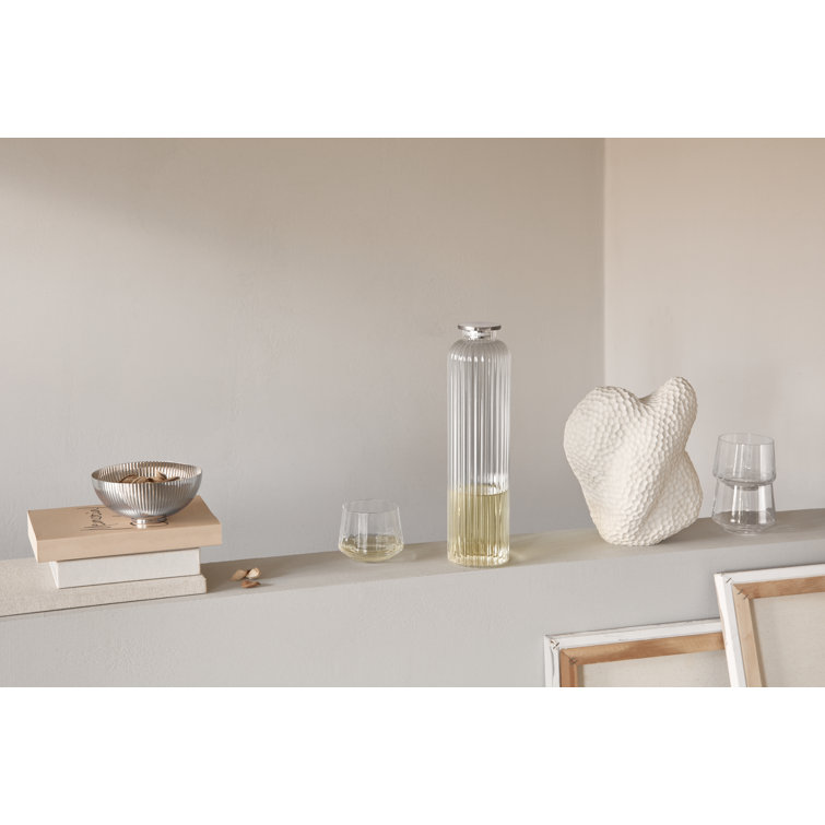 Bernadotte Hand-Blown Crystal Glass and Stainless Steel Carafe