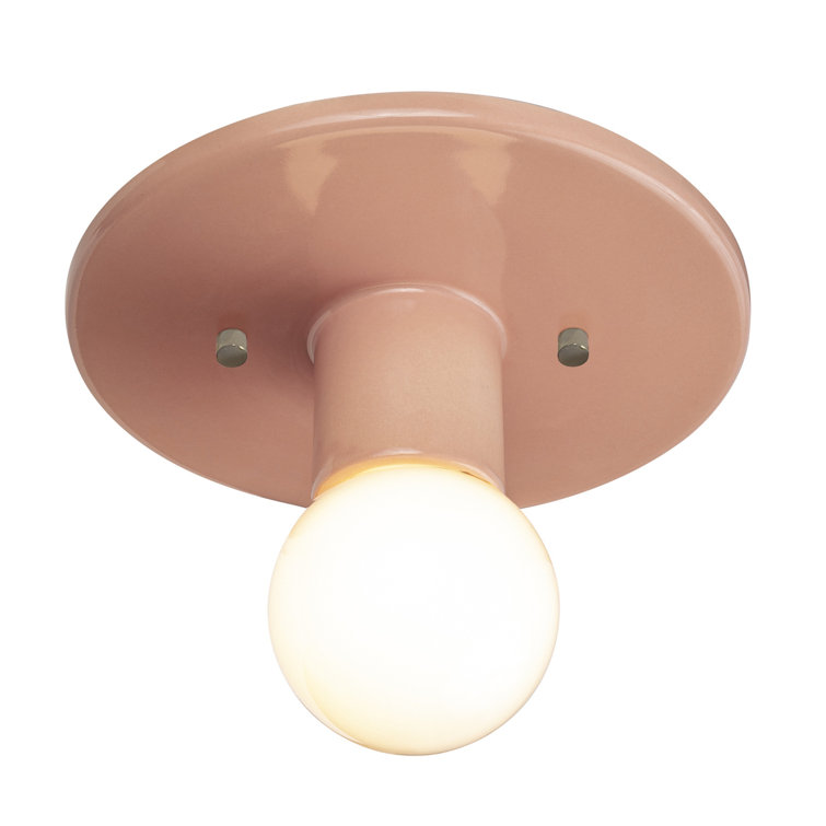 Gloss Blush Ceramic Globe Sconce with Ambient Light
