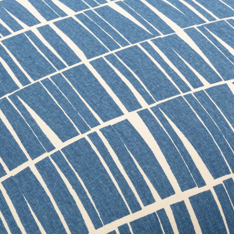 Dark Blue and Beige Striped Cotton Lumbar Pillow Set