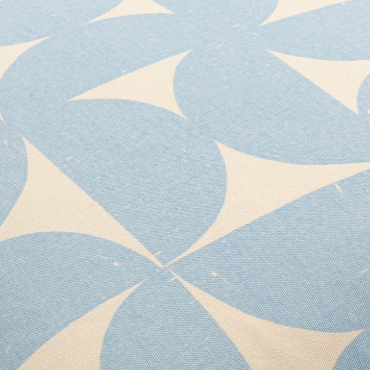 Light Blue and Beige Geometric Cotton Lumbar Throw Pillow