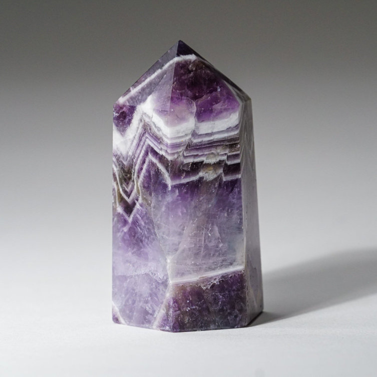Polished Chevron Amethyst Crystal Point, 3.5-4.5 Inches