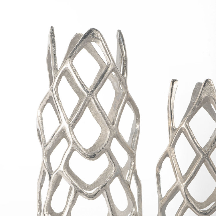 Adler 30" Silver Openwork Aluminum Floor Vase