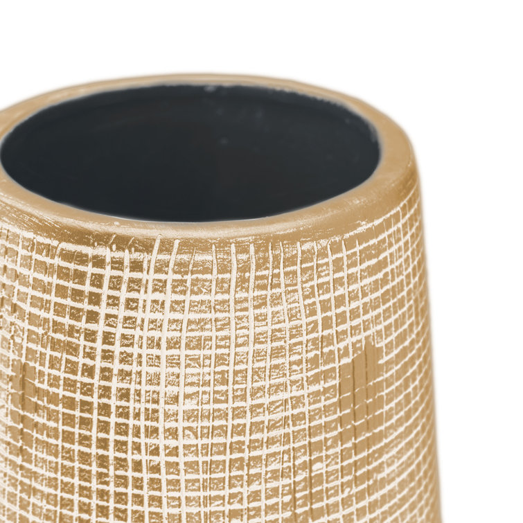 Sirena 40" Gold Textured Ceramic Floor Vase