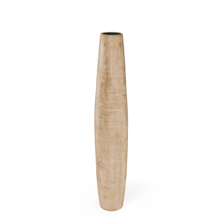 Sirena 40" Gold Textured Ceramic Floor Vase