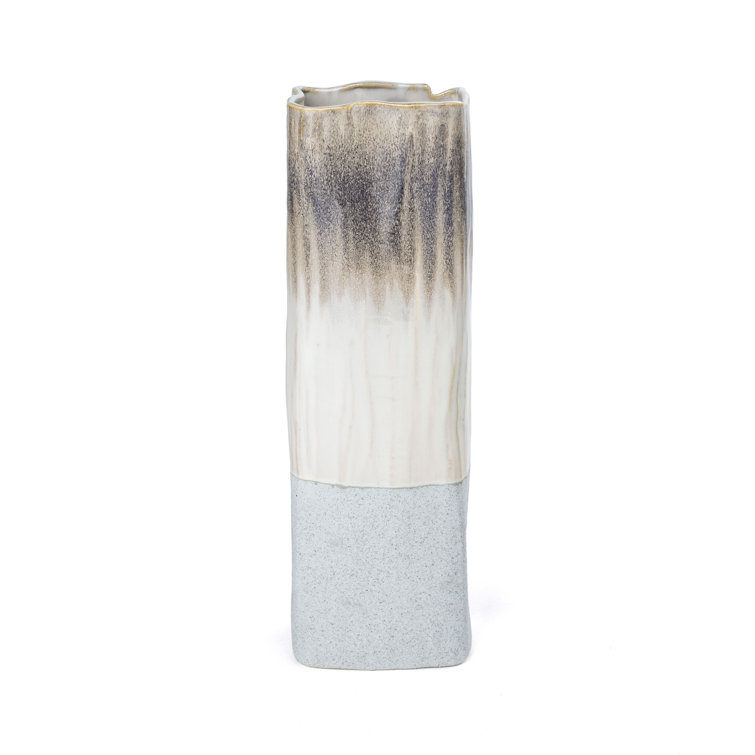Saunton Tri-Color Ombre 16" Ceramic Table Vase