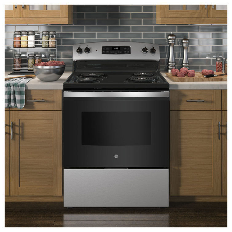 30" Black and Stainless Steel Freestanding Electric Range