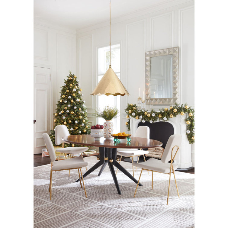 Elegant Brass Cone Pendant with Ruffled Edge and Perforated Light Dots