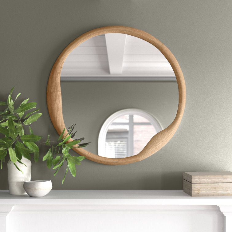 Alora Natural Wood Organic Round Wall Mirror - 36"