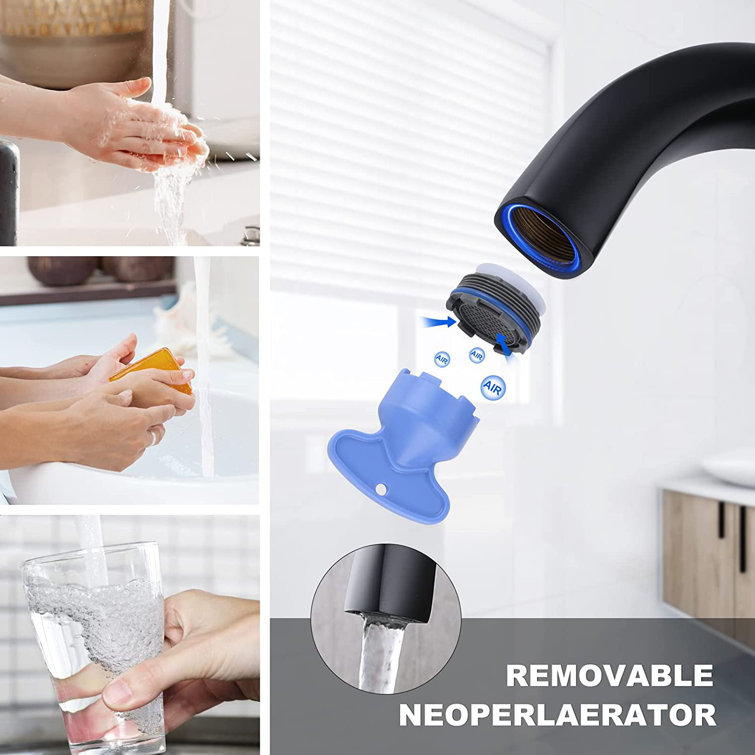 Matte Black Single-Handle Brass Bathroom Faucet with Drain Assembly
