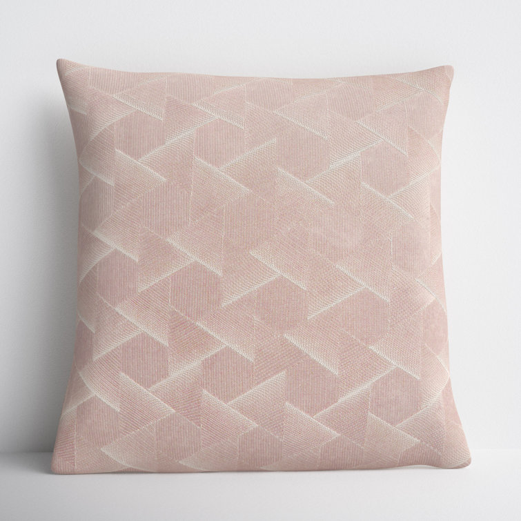 Blush Embroidered Cotton Velvet Square Throw Pillow Set