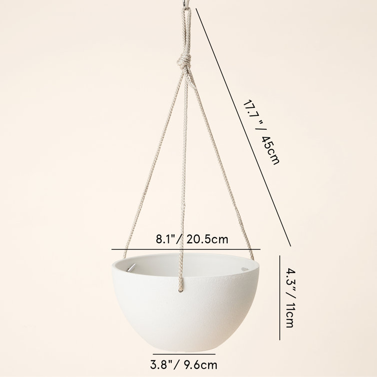 White Honeycomb 10" Hanging Planters with Nylon Rope, Set of 2