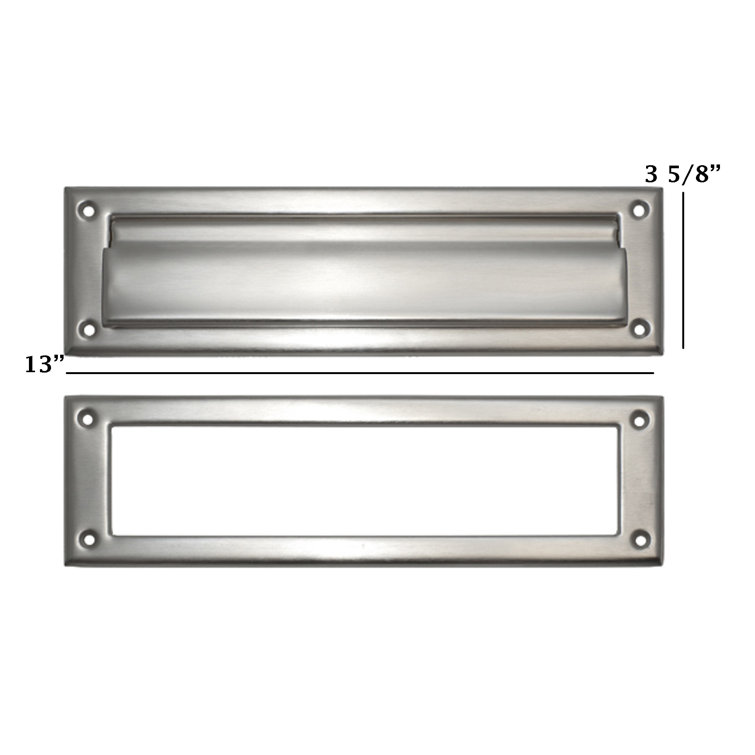 Medium Satin Nickel Brass Mail Slot with Spring-Loaded Flap