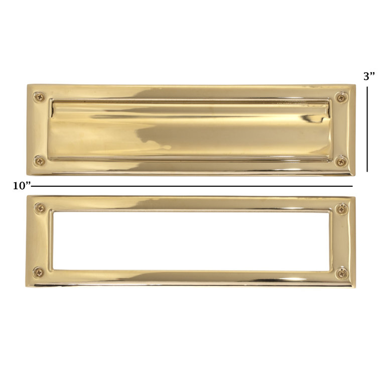 Medium Polished Brass Horizontal Mail Slot with Mounting Kit