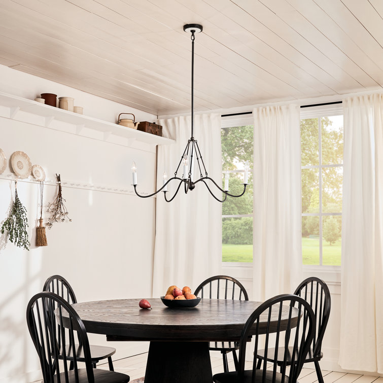 Anvil Iron 31.25" 5-Light Black Candle Chandelier