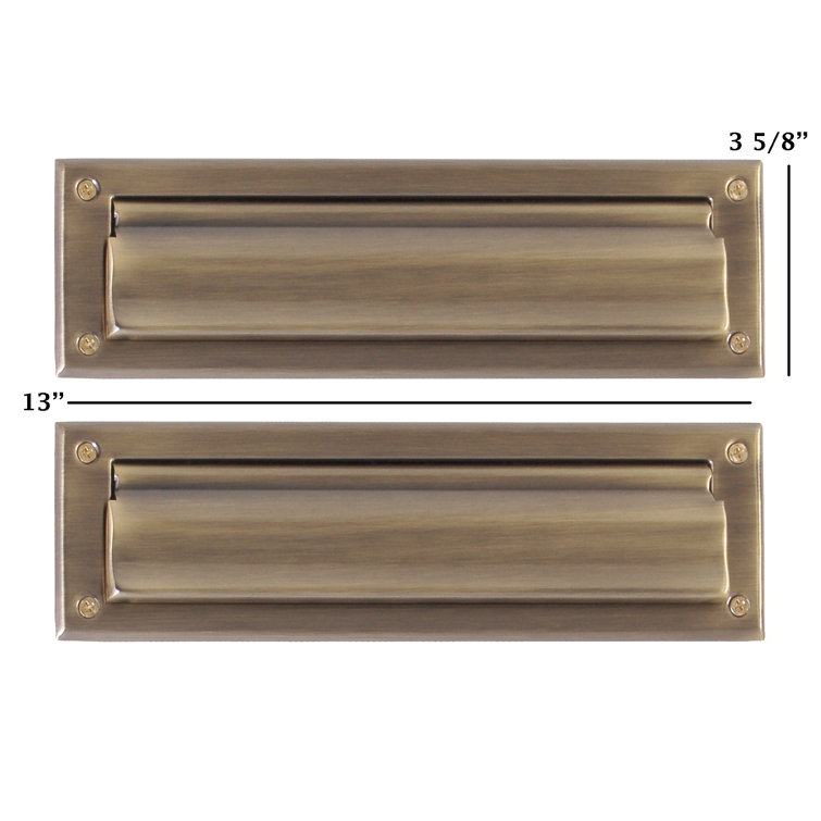 Antique Brass Horizontal Mail Slot with Dual Flaps