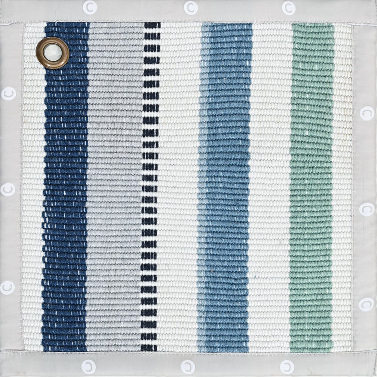 Bristol Blue and White Striped Reversible Handwoven Rug