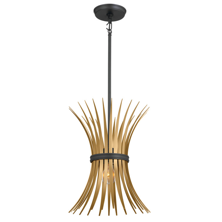 Baile Mini Pendant in Black with Natural Brass Accents and Glass Shade