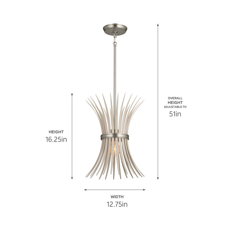 Baile Brushed Nickel Mini Pendant with Vintage Wheat Motif