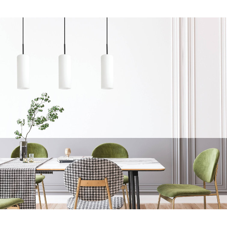 Opal Glass and Black 3-Light Kitchen Island Pendant
