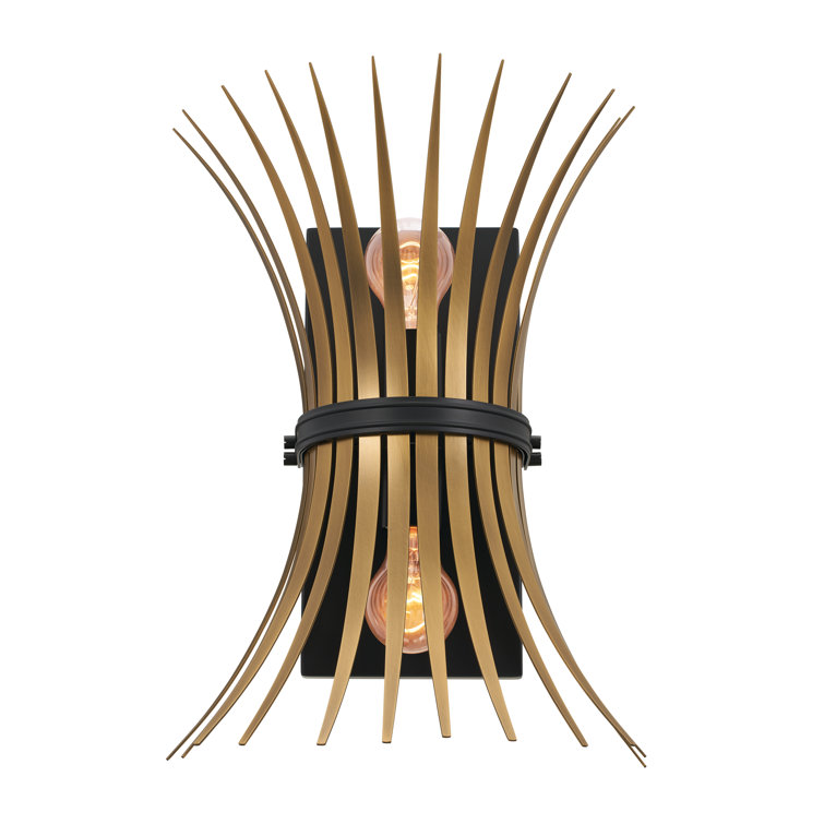 Baile Black and Brass 2-Light Steel Wall Sconce