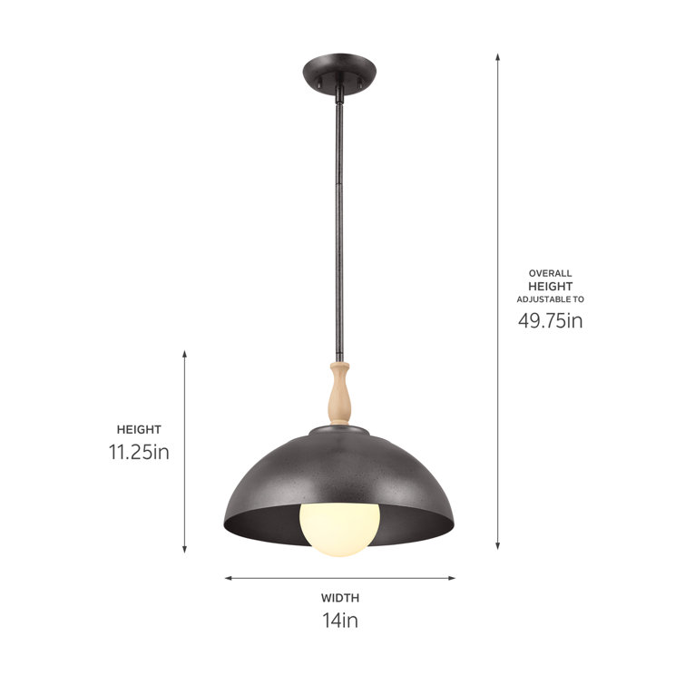 Fira 14" Anvil Iron Steel Indoor/Outdoor Pendant Light