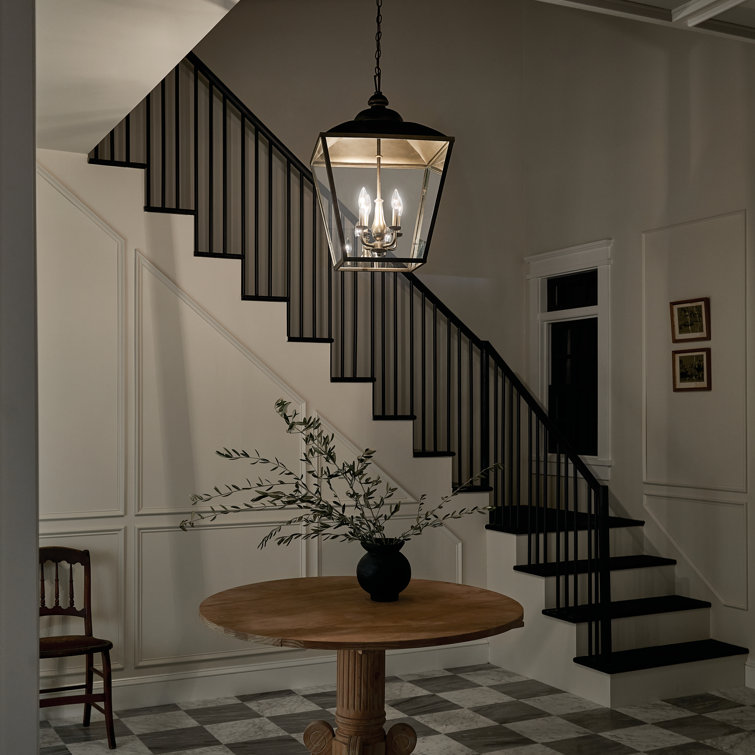 Character Bronze 4-Light Indoor/Outdoor Glass Pendant