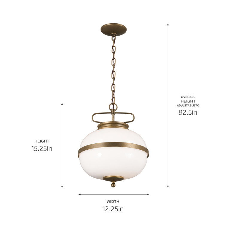 Champagne Bronze Glass Pendant Light with Opal Shade
