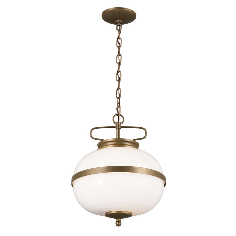 Champagne Bronze Glass Pendant Light with Opal Shade