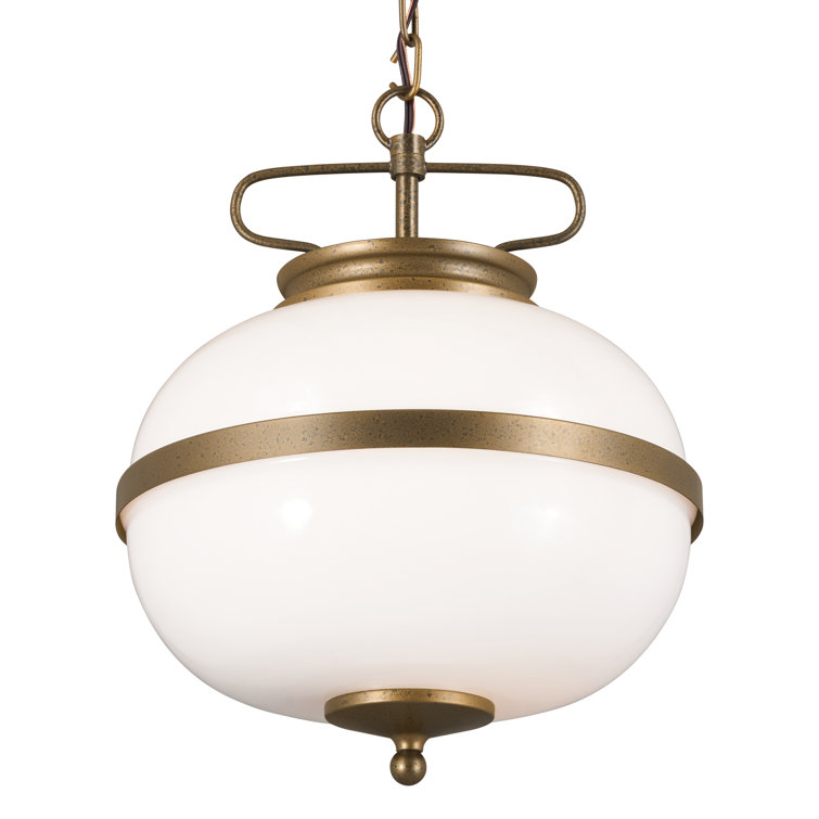 Champagne Bronze Glass Pendant Light with Opal Shade