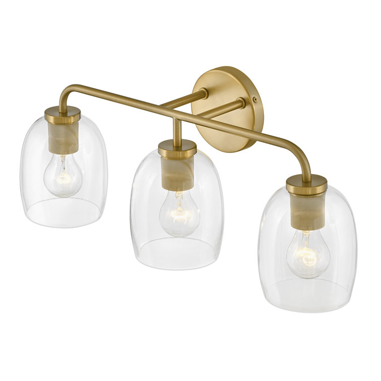 Gold 3-Light Dimmable Vanity Light with Clear Glass Shades