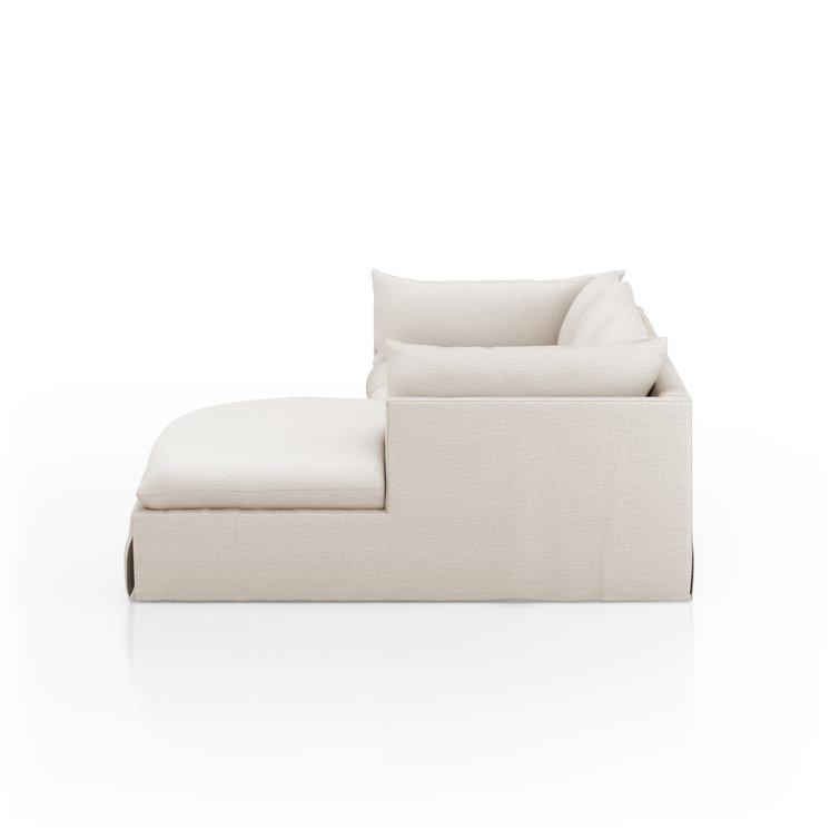 Nimbus Beige Linen 115'' Slipcover Chaise Sectional with Shelter Arms