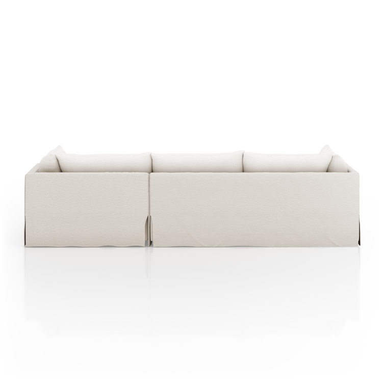 Nimbus Beige Linen 115'' Slipcover Chaise Sectional with Shelter Arms