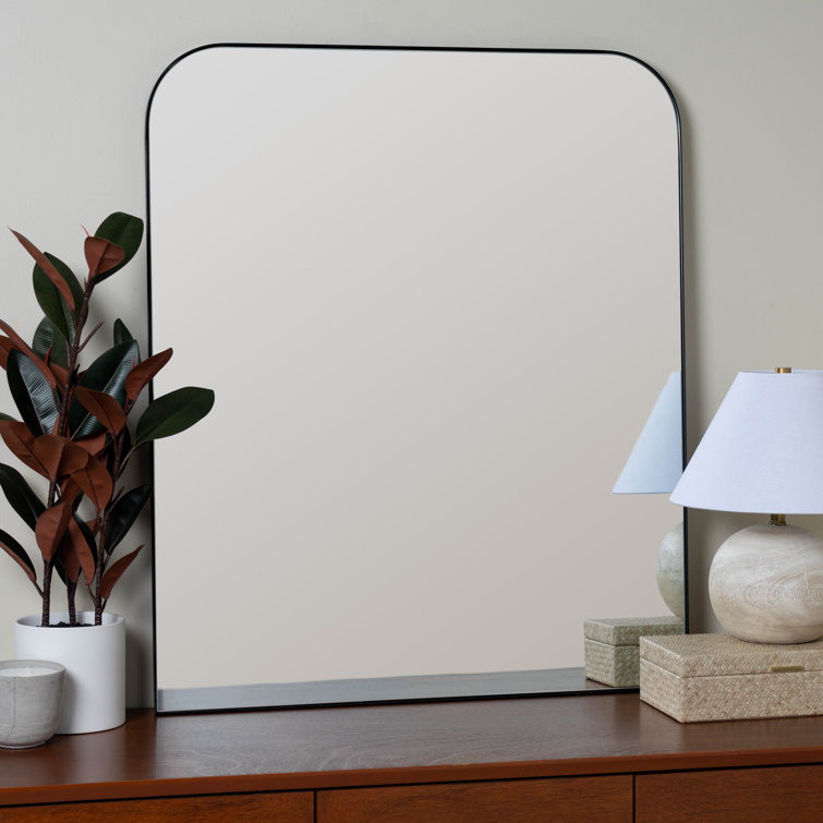 Elegant Matte Black Rectangular Vanity Wall Mirror