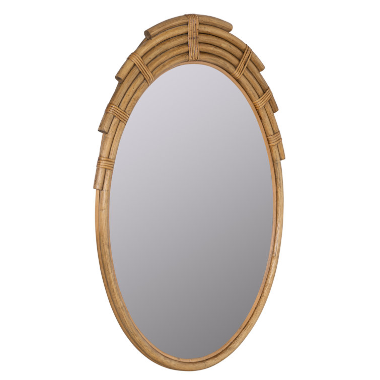 Bohemian Oval Rattan-Wood Wall Mirror